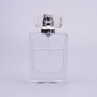 50 ml płaska szklana butelka perfum z przezroczystą nasadką Syrlyn